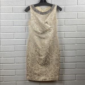 Banana Republic Women's 100% Silk White Cocktail Beaded Collar Dress Size 0